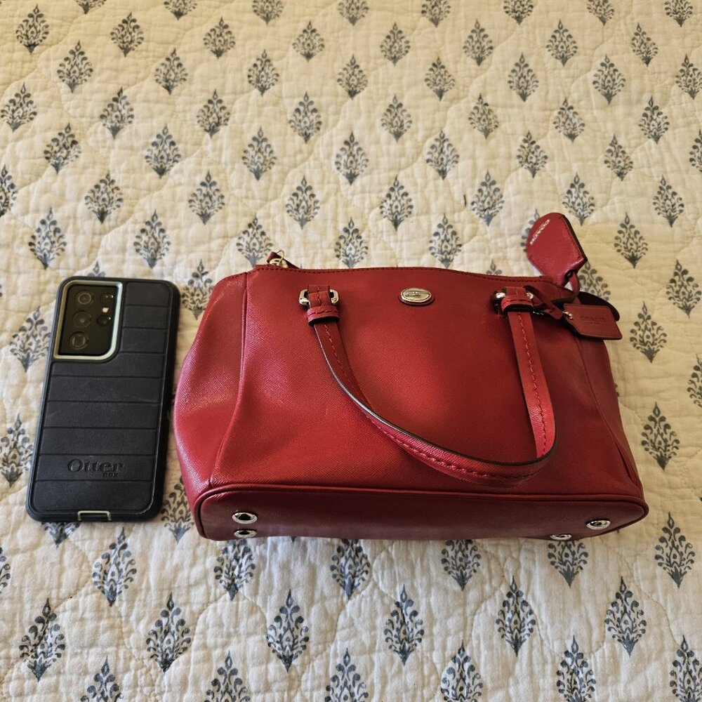 Coach Peyton Leather Mini Carryall Satchel Crossbody Bag F32829 RED NWT - Picture 16 of 16